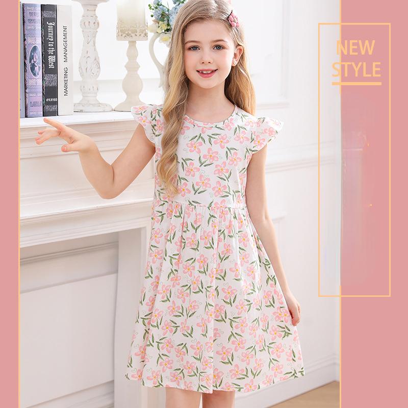 Children's Cotton Fashion Floral Princess Dress Summer Girls Sweet Dress