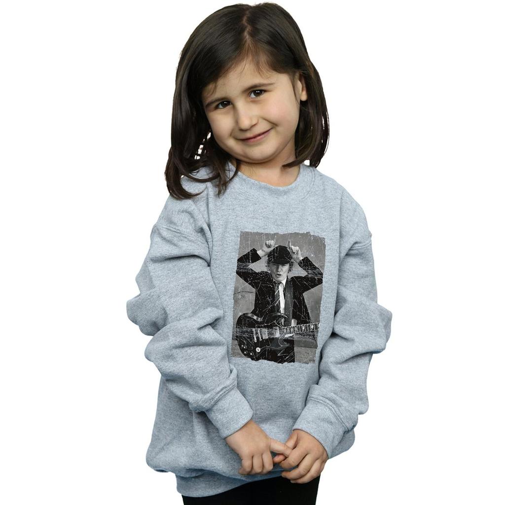 AC/DC Girls Angus Young Distressed Photo Sweatshirt