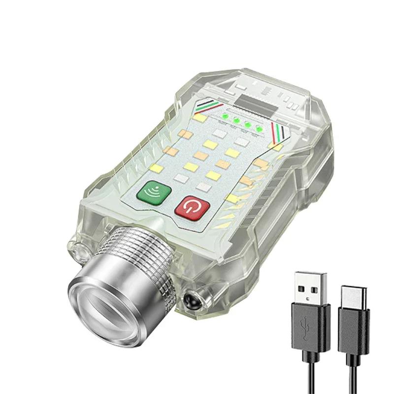 Mini Portable LED Flashlight with Motion Sensor Headlight 8 Modes USB Rechargeable Pen Clip Pocket Torch Outdoor Emergency Light