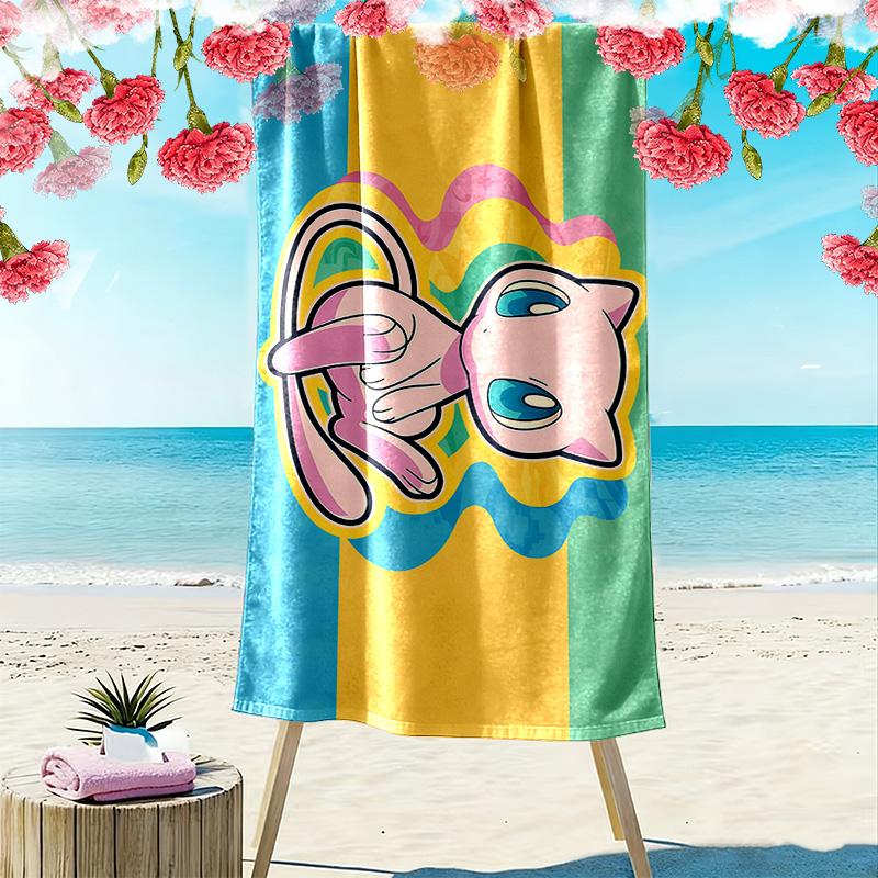 Mew Print Beach Towel, Large Soft Quick Dry Towel for Beach Camping Swimming