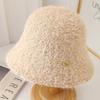 Gray wool bucket hat women's autumn and winter feeling Korean face small bucket hat warm plush knitted basin hat