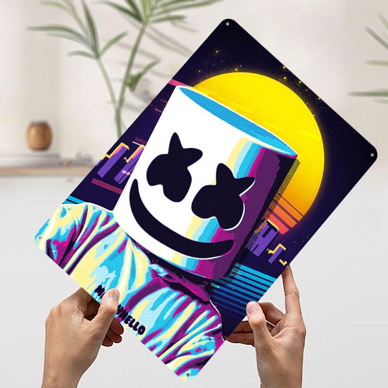 Ретро Жестяная Табличка Постер Marshmello Индивидуальное Настенное Искусство Ретро Винтажные Металлические Знаки для Мужской Комнаты Декор Гаража Дома