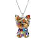 Friendship Yorkshire Terrier Necklace 2D Flat Dog Pendant Necklace Long Sweater Chain  Women