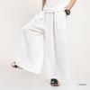 Men's Ice Silk Retro Chinese Style Drape Nine-Point Wide-Leg Pants