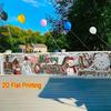 Merry Christmas Fence Banner, Snowman & Snow House Design, Polyester Outdoor Lawn Wall Holiday Decoration