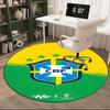 1PC round rug Brazilian Football Crest Printed Round Area Rug ,Rug For Home Office, Round Chair Rug, Decorative Carpet Fan gifts Christmas gift
