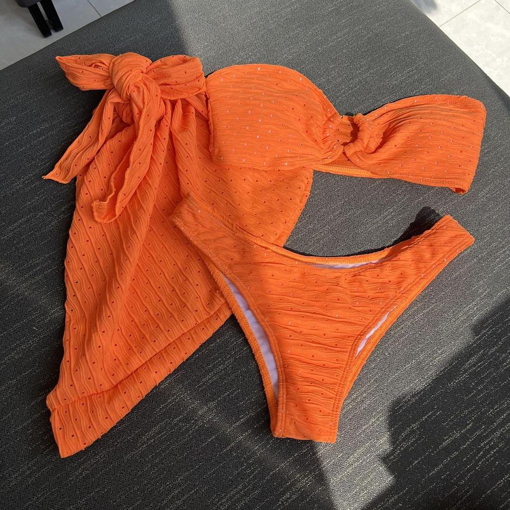 Сексуальный женский купальник бикини со средней талией, женский купальник, комплект бикини из трех частей, купальный костюм для купания