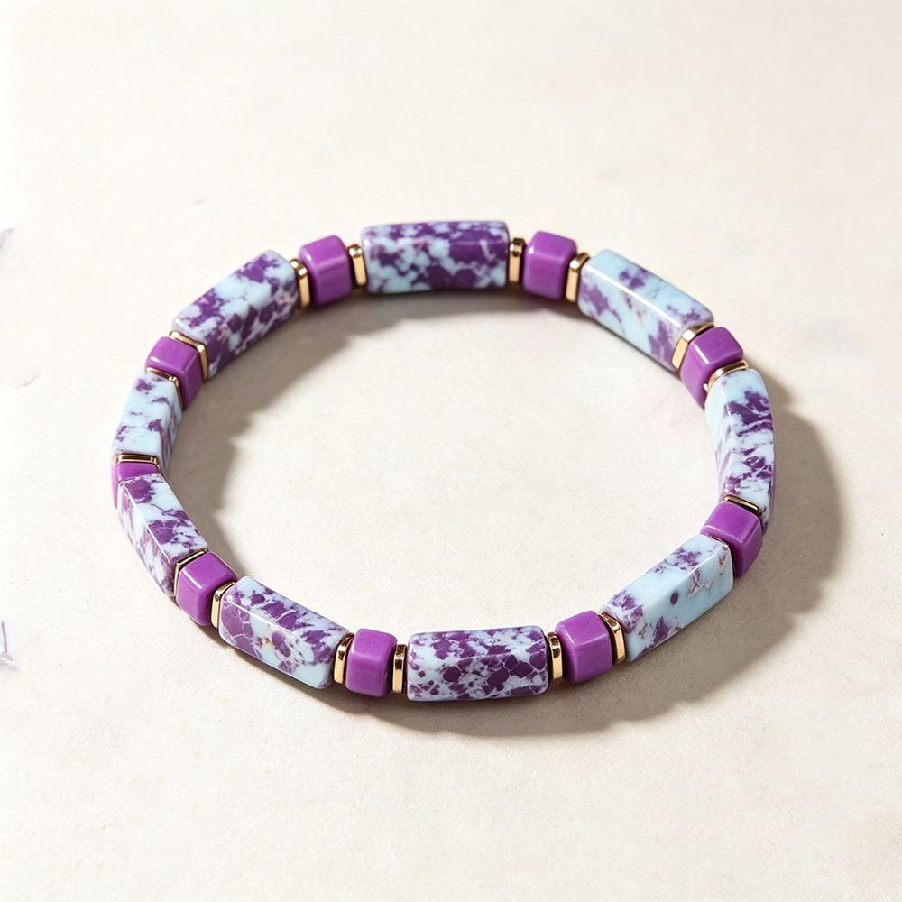 Adjustable Rope Simple Crystal Stone Bracelet Square Cut Square Stone Bangle For Women Men