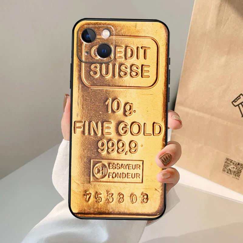 Switzerland Fine Gold Case For IPhone 18 16 15 14 13 11 12 Pro Max XS X XR Plus Back Cover For IPhone 18 16 15 14 12 13 Mini