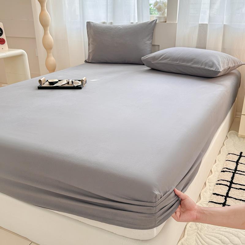 Осень/Зима Толстая Однотонная Хлопковая Фланелевая Простыня на Резинке и Пыльник