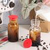 Heat Resistant Glass Water Bottle with Straw Silicone Lid Drink Cup Food Grade Juice Bottle  Bar