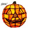Halloween Pumpkin Light Stained Glass Lamp, Bedside Table Orange Lamp Accent Night for Indoor, Home, Holiday Party Decor Outdoor Decoration