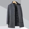 Wool Woolen Coat Men's Removable Down Liner Winter Middle-aged Dad's Men's Coat Mid-length
