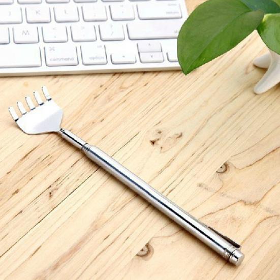 Раздвижная чесалка для спины из нержавеющей стали, портативная, для труднодоступных мест, телескопическая ручка с пятью зубьями, инструменты для массажа и чесания спины