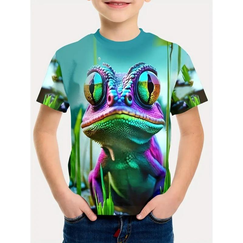 Детская футболка с 3D-принтом, летняя футболка с круглым вырезом и короткими рукавами для мальчиков в стиле аниме с 3D-принтом