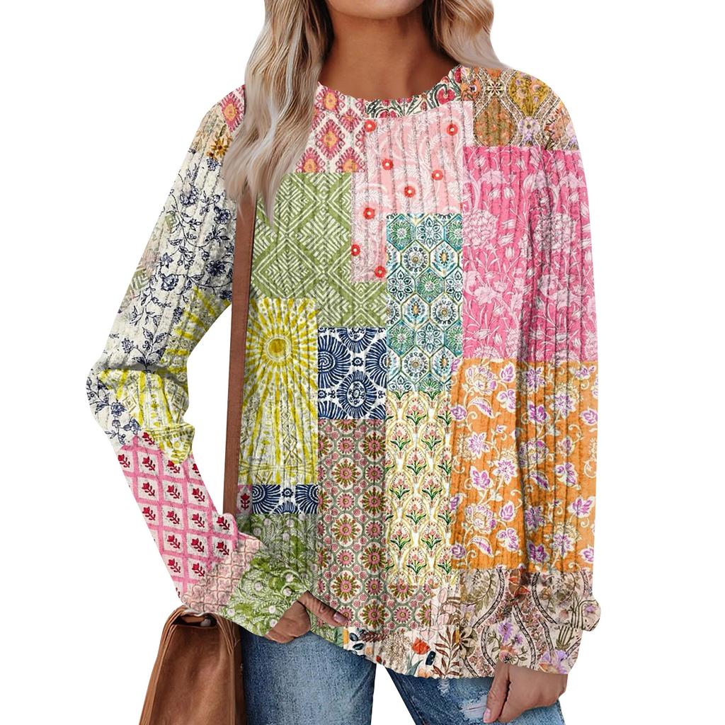 Женский принт Легкий Топ с круглым вырезом из матового хлопка