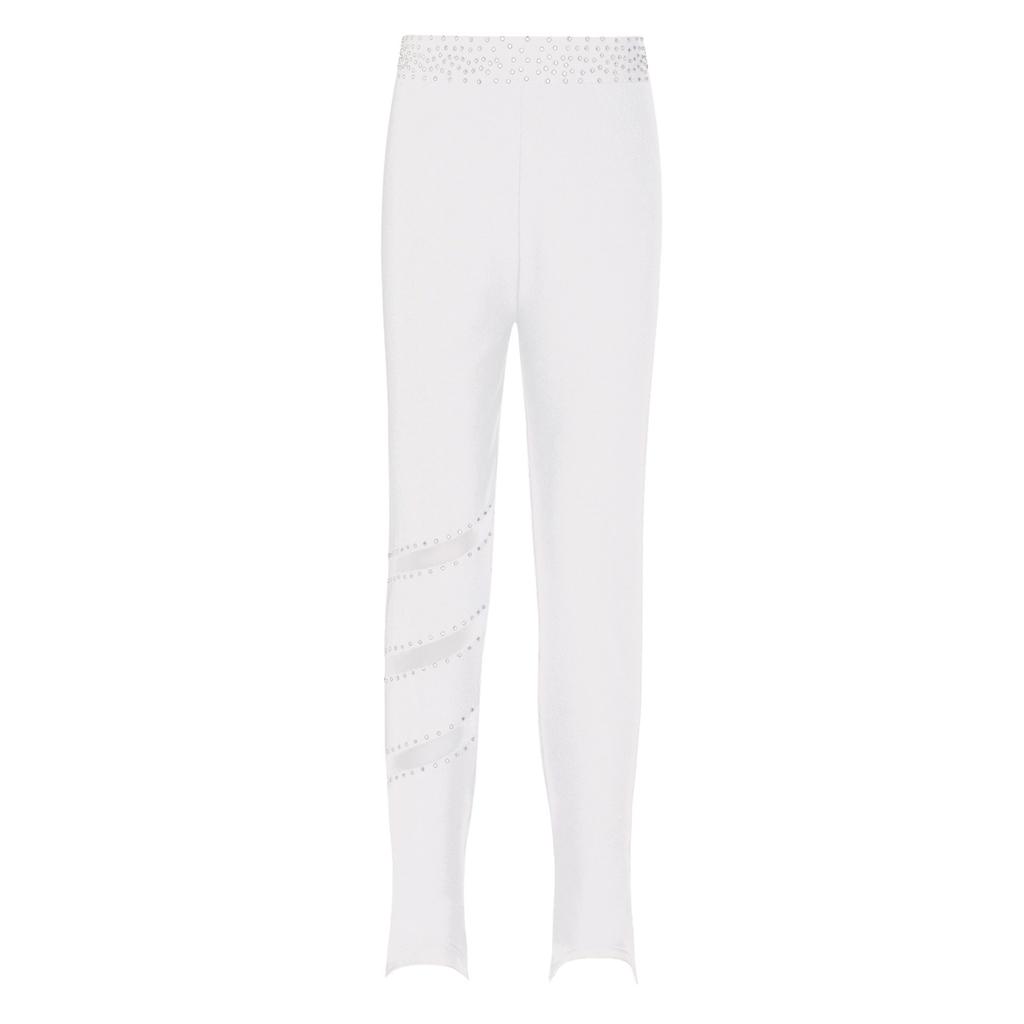 Детские штаны для фигурного катания для девочек, блестящие леггинсы со стразами, прозрачные сетчатые лоскутные брюки