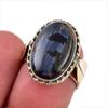 Natural Pietersite Gemstone 925 Solid Sterling Silver Two Tone Ring Size 6 V0i62