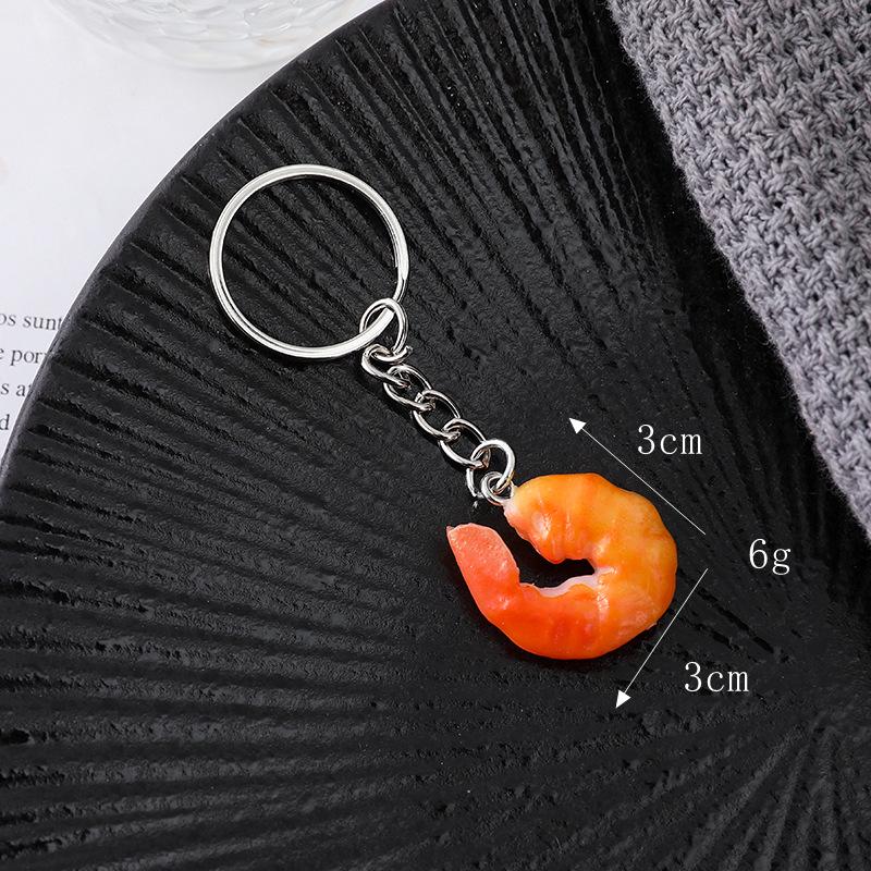 Large PVC Shrimp Keychain and Children's Role-Playing Toy Set: Red, Green, and Shrimp Meat Models