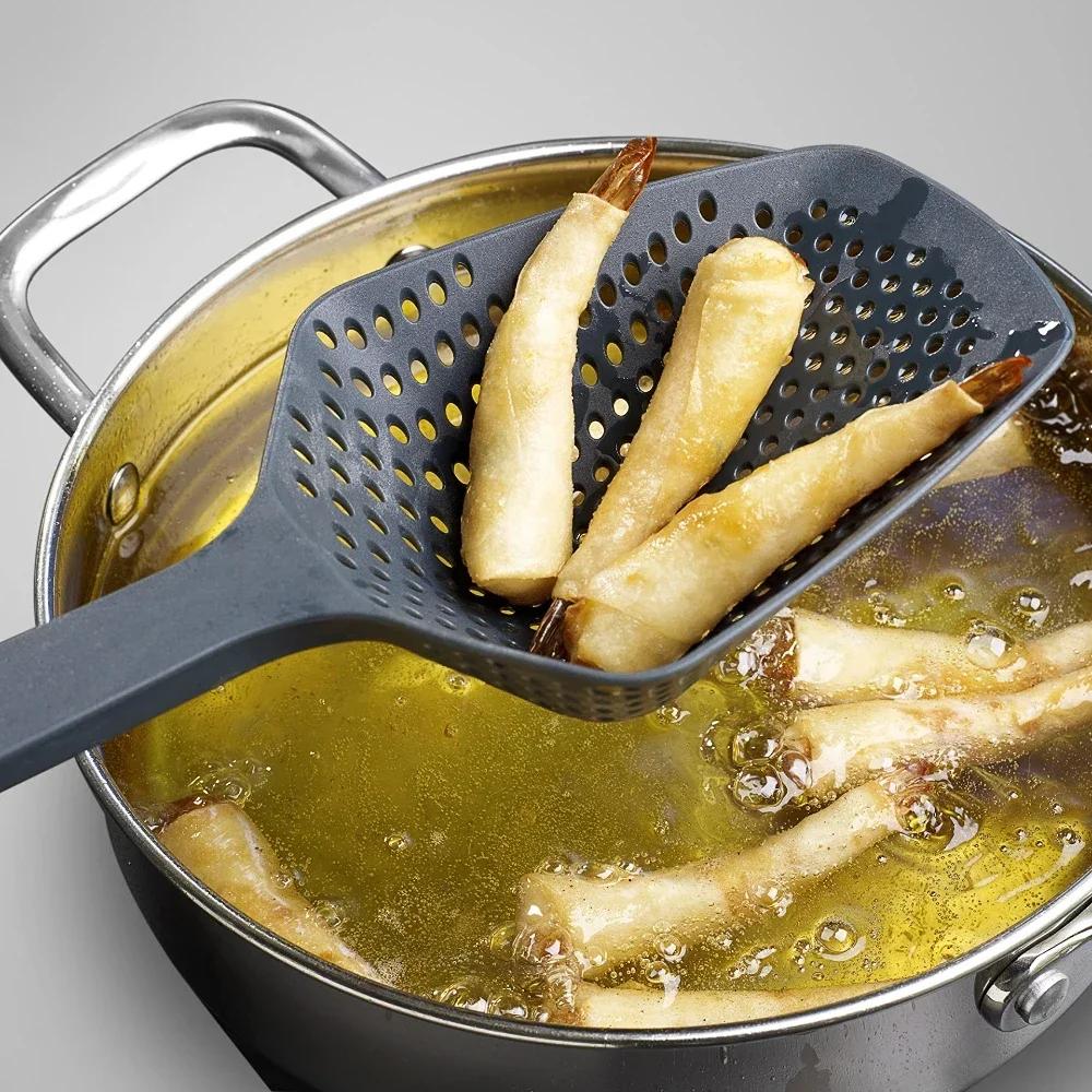 Совок-дуршлаг, кухонное сито, совок, пищевая лопатка, нейлоновая щелевая шумовка с ручкой для кухни, готовки, выпечки, слива