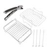 Fryer Rack Stainless Steel Skewer Rack Fryer Steaming Rack with Anti Scalding Clip Skewer for NINJA