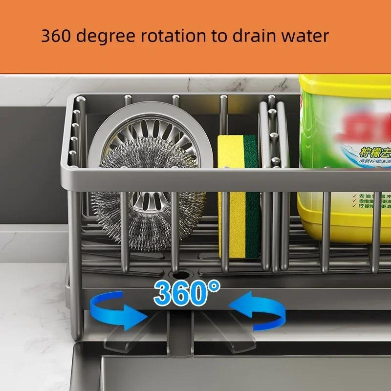 Сливная полка для губки из углеродистой стали, многофункциональная столешница, держатель для крана, полка для мыла, полотенцесушитель, фильтр-корзина