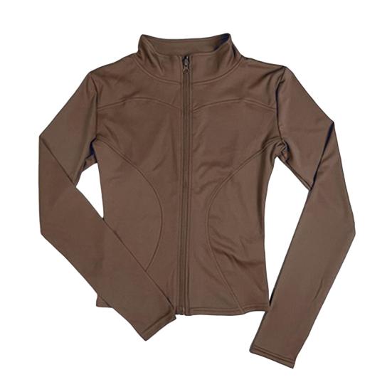 Women Sports Jacket Full Zip High Elasticity Yoga Jacket Stand Collar Slimming Fitness Top for Running Yoga Workout