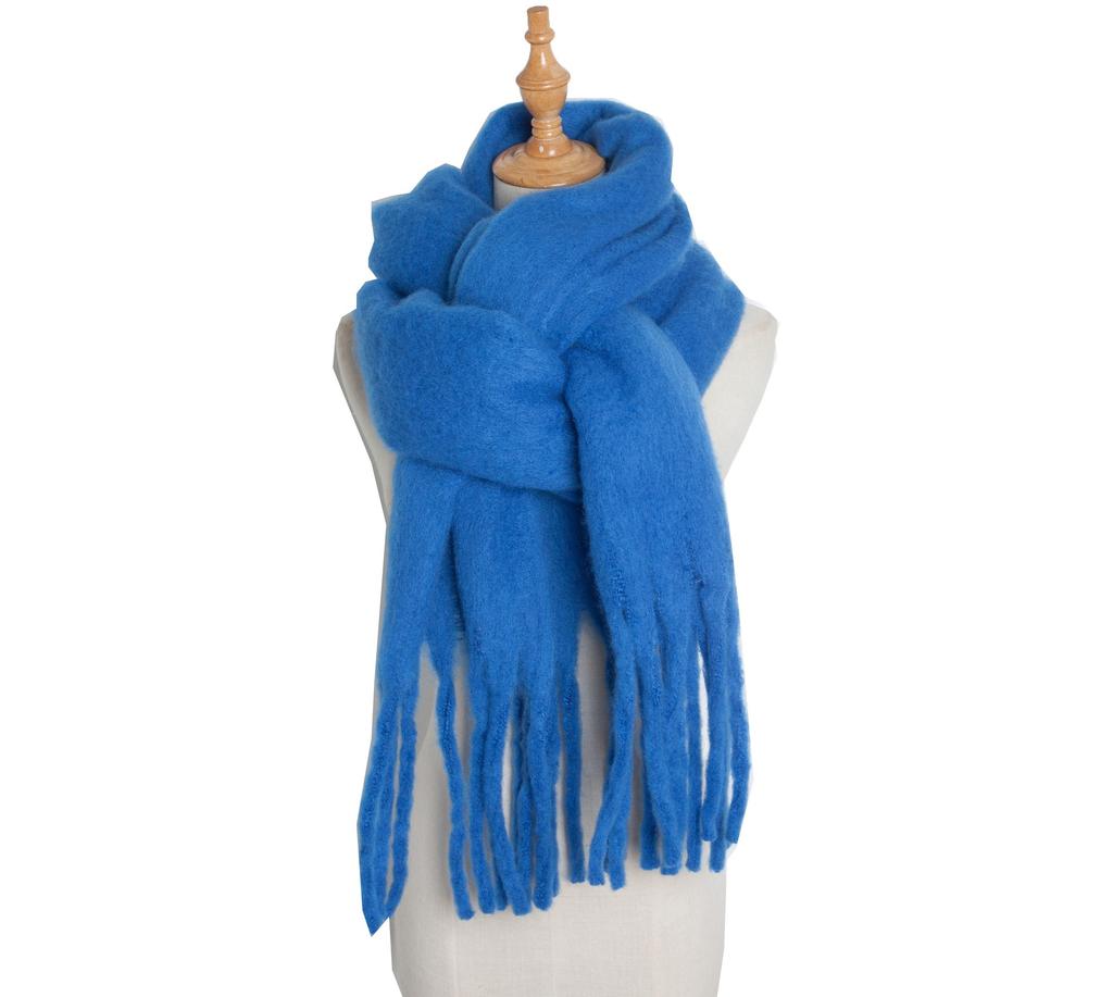 Luxury Cashmere Bright Solid Colors Women Scarf Winter Shawl and Wrap Bandana Pashmina Tassel Female Foulard Thick Blanket