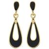 Estele Gold Tone Plated Brass Metal Black Enamel Small Drop Earrings for Girls and Women
