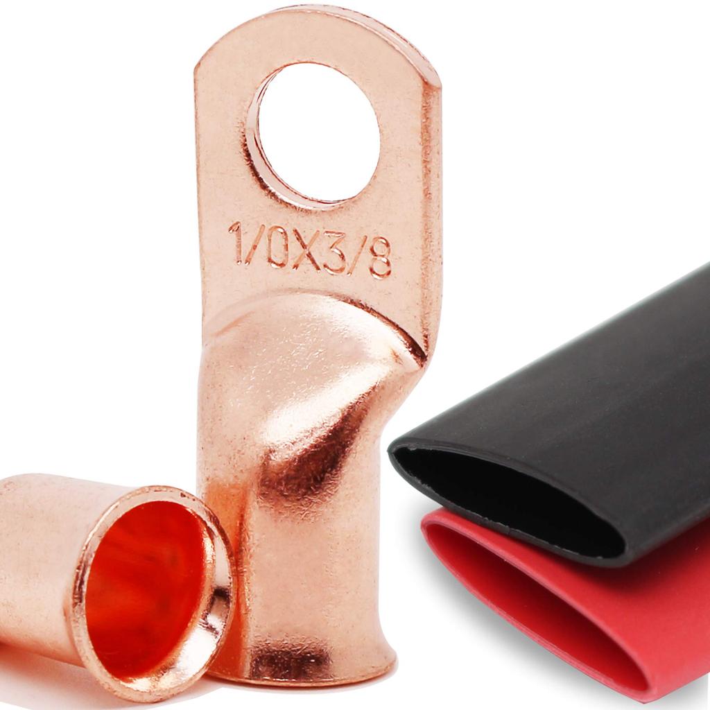 10 x 1/0 AWG-3/8" Lugs, Copper Wire Lugs, UL Listed Heavy Duty