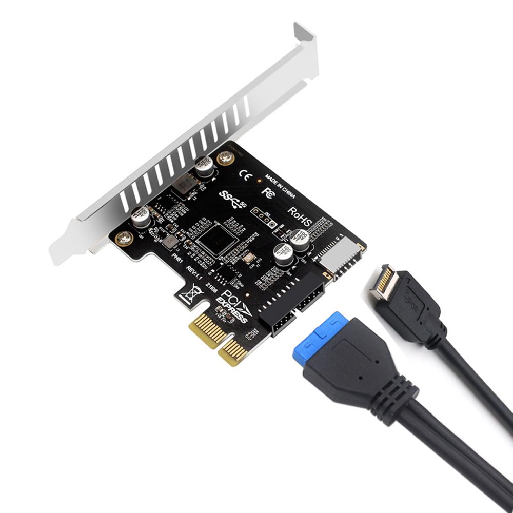 Карта расширения PCIE на USB 3.0 5 Гбит/с Тип E Конвертер Передняя панель PCI-Express 1x 4X 8X 16X на 19P 20 PIN Тип C Адаптер для установки