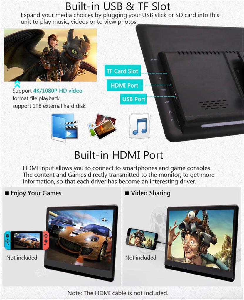 13.3 Inch Car Headrest Monitor Android 11 Player 4+64GB Bluetooth Mirror Link TV