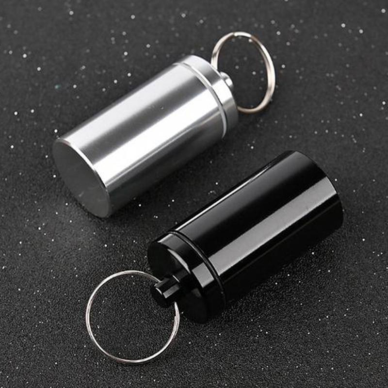Compact Aluminum Alloy Medicine Container – Portable, Waterproof Pill Case with Keychain for On-the-Go Storage