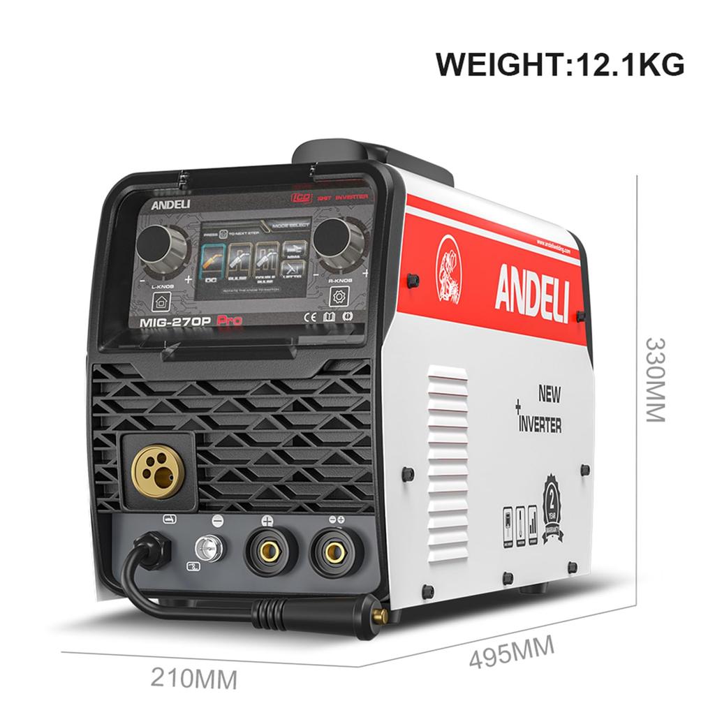 Сварочный аппарат ANDELI, алюминиевый, сварка под давлением 200 В, 200 А, дуговая сварка MIG Lift TIG, газовая, 5 в 1, многофункциональный сварочный аппарат MIG, ЖК-экран PRO