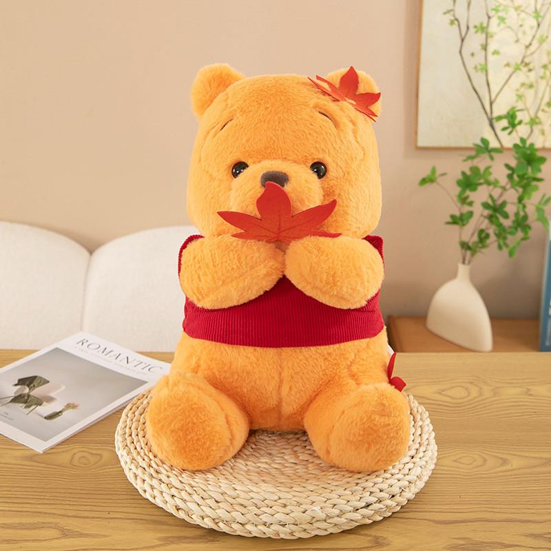 Adorable Maple Leaf Winnie The Pooh Plush Toy Large Stuffed Bear Cuddly Pillow
