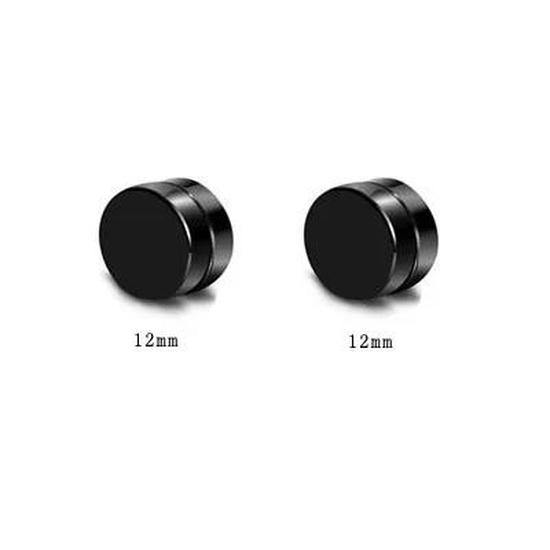 Classic 6/8/10 mm Double Side Black Magnet Round Circle Punk 316L Stainless Steel Stud Earrings for Women Men Magnetic Ear Studs