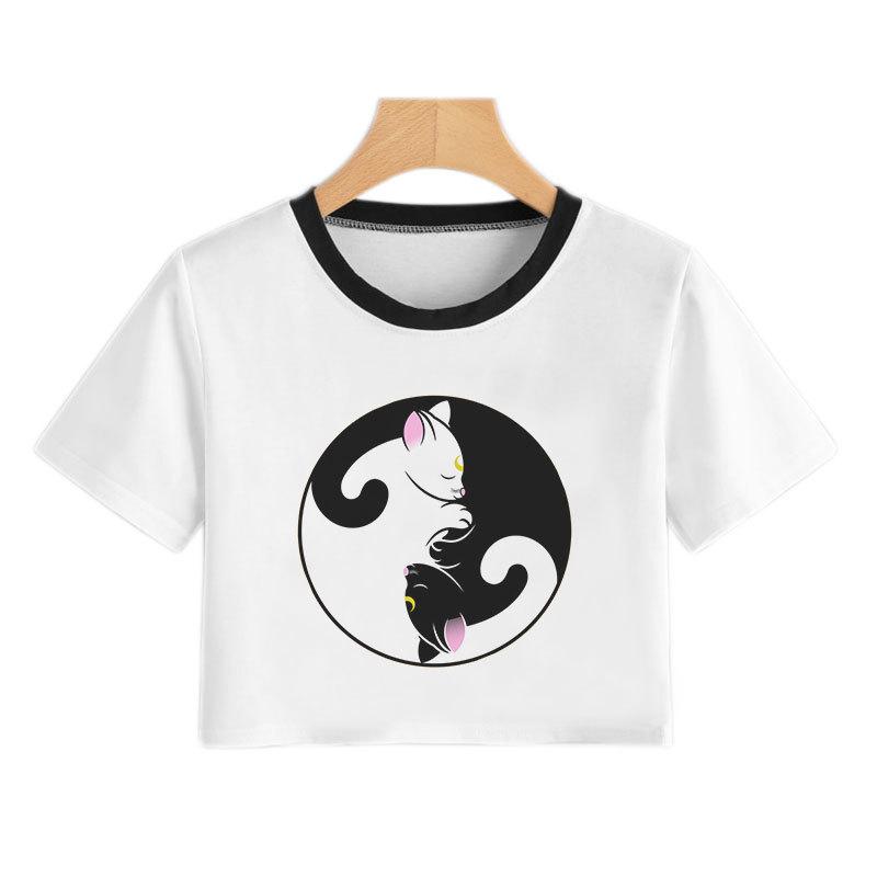 Футболка Sailor Moon Cold Moon от Sailor Moon, новая короткая футболка, женская сексуальная футболка с пупком