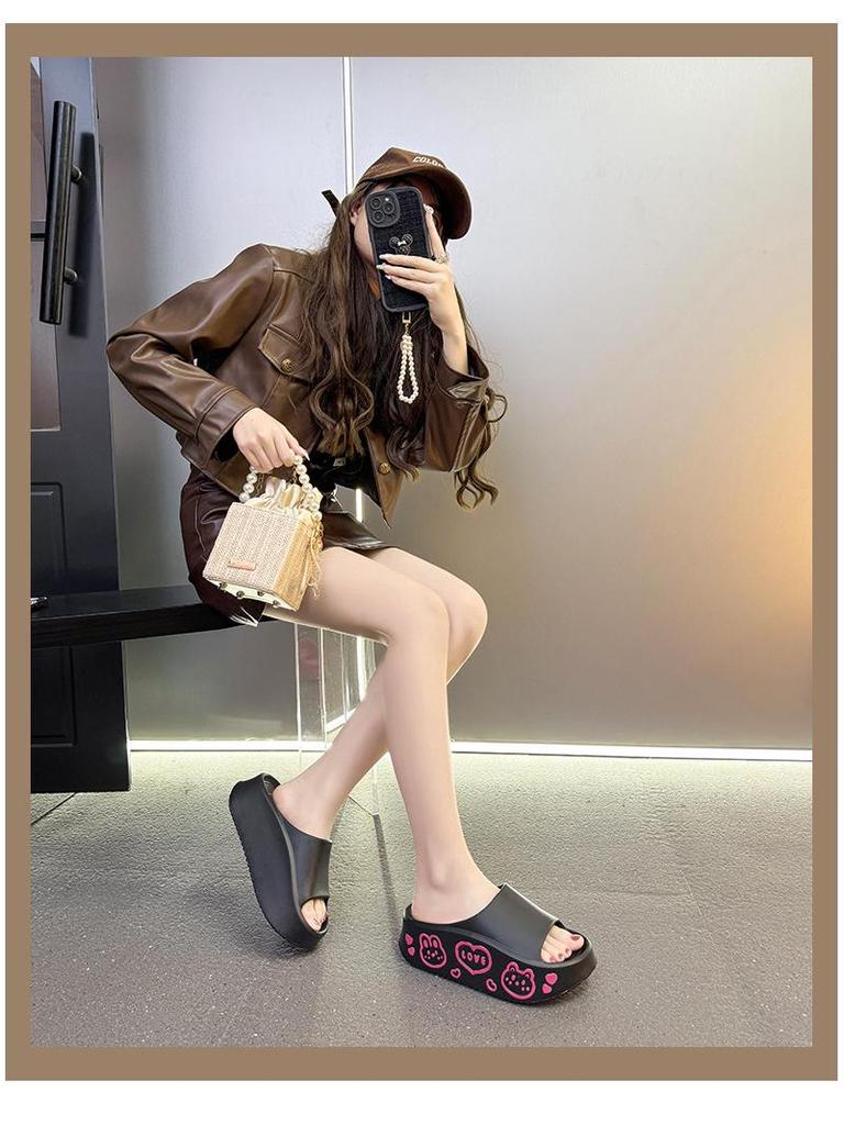 Женские тапочки из ЭВА на толстой подошве — милые, увеличивающие рост летние пляжные шлепанцы