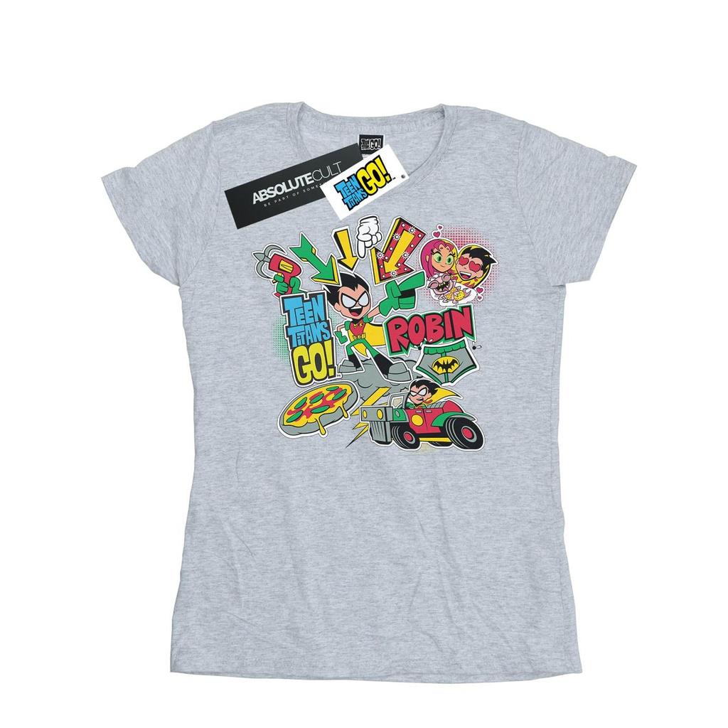 DC Comics Womens/Ladies Teen Titans Go Robin Montage Cotton T-Shirt