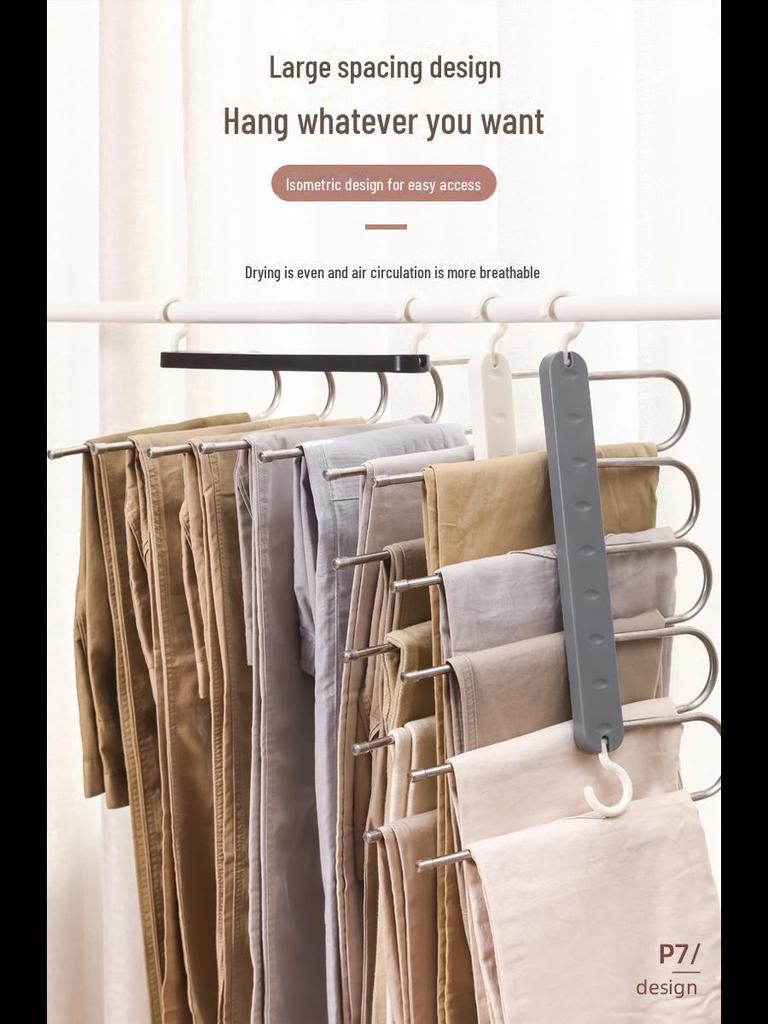 Multi-Layer Folding Pants Rack: Dual-Use, Horizontal & Vertical, Magic Storage Solution for Clothing