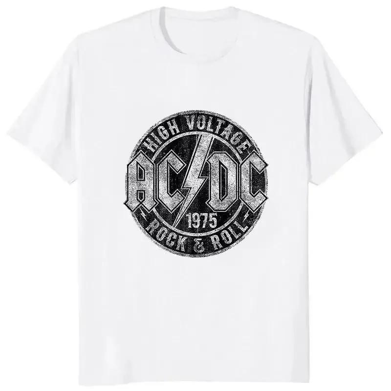 Футболка с принтом Ac High Voltage 1975 Dc Fashion, футболка с круглым вырезом и коротким рукавом, повседневные топы на каждый день, женская одежда