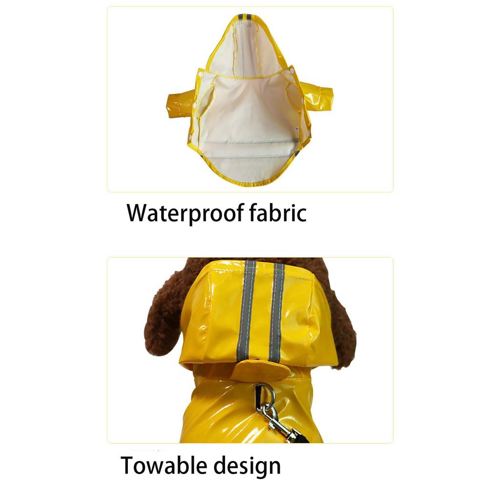 Pet PU Raincoat Dog Raincoat Small Medium Dog Reflective Snowproof Puppy Clothes