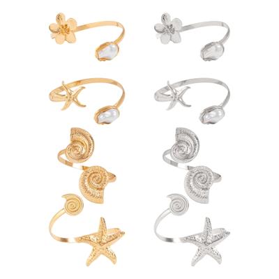 Панк Стиль Геометрическая Морская Звезда Регулируемый Браслет-Манжета с Открытым Концом Для Женщин Модная Металлическая Бижутерия Для Руки