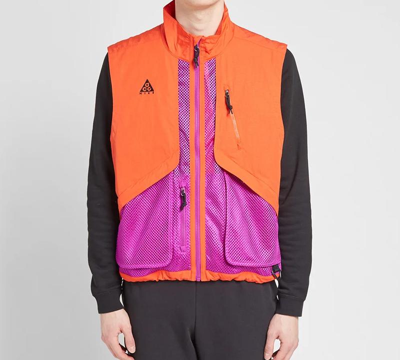 Nike Жилеты Мужские Оранжево-красные С воротником-стойкой Умеренные Городской Techwear BQ3619-634