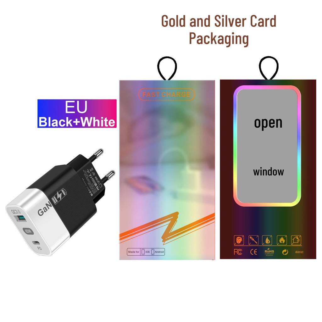 Новое 33-ваттное USB-зарядное устройство GaN с QC 3.0 и PD, поддерживает быструю зарядку 9 В и 12 В - Стандарт США/ЕС.