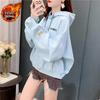 2026 Women's Plus Size Velvet Hooded Sweatshirt - Trendy Autumn/Winter Loose Top Jacket
