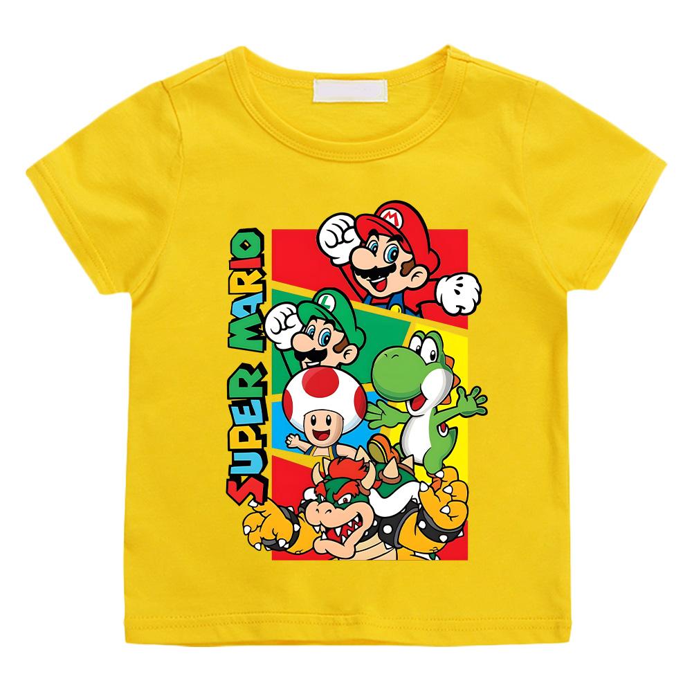 Super Marios for Children Cotton Tee Shirt Crewneck Short Sleeve T Shirt Anime Fashion for Boys Girls Clothing Cartoon Tees High Quality Casual Top