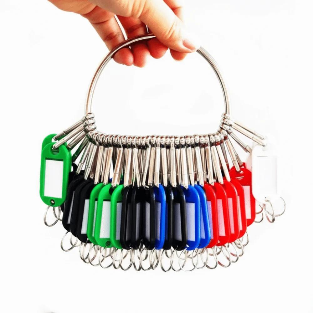 16/26/36 Pieces With Number Plates Key Ring Transparent Window Plastic Key Tags Metal Split Rings Key Chains Key Classification