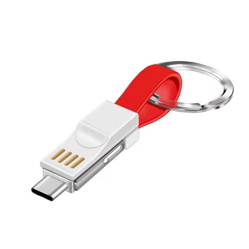 3 в 1 USB-кабель Micro USB Type C Кабель для Samsung Xiaomi Huawei 2A Mini Keychain Charger Зарядные кабели для IOS