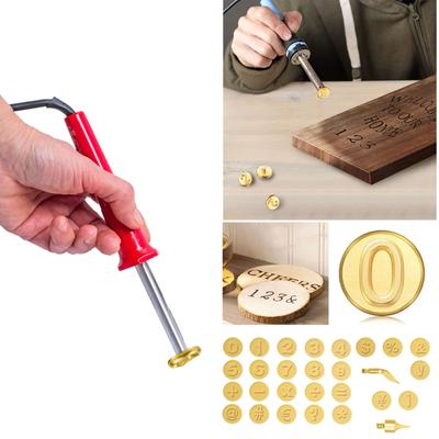 Набор для выжигания по дереву / резьбы по дереву из 28 предметов, паяльник с буквами, DIY-инструменты, шаблон алфавита и цифры для тиснения и резьбы по дереву